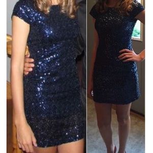navy blue sequin cocktail dress